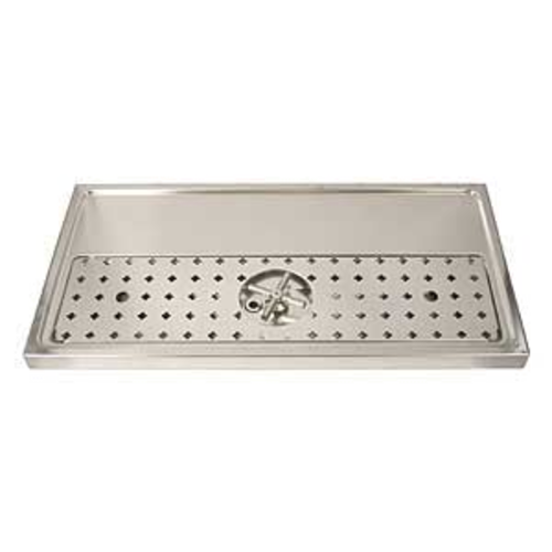 Micro Matic DP-1606 31.5" W x 15.75" D Stainless Steel Platform Drip Tray with Glass Rinser for 3-5 Faucets