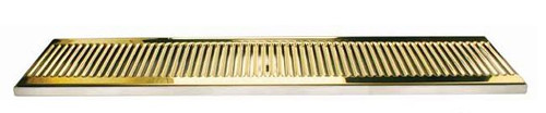 Micro Matic DP-120DSSPVD-33-P 34" L x 5" W Stainless Steel Surface Mount Drip Tray with Perforated PVD Brass Grid