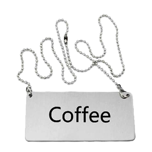 Omcan USA 80134 "Coffee" Stainless Steel Hanging Beverage Sign with Chain