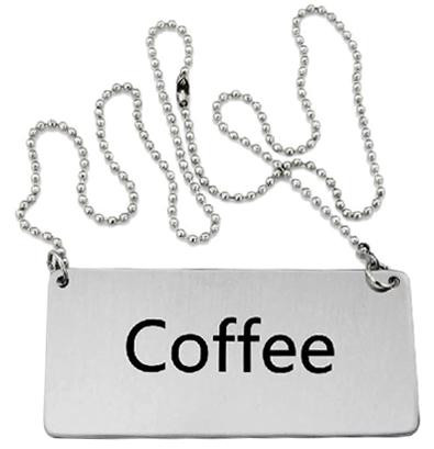 Omcan USA 80134 "Coffee" Stainless Steel Hanging Beverage Sign with Chain