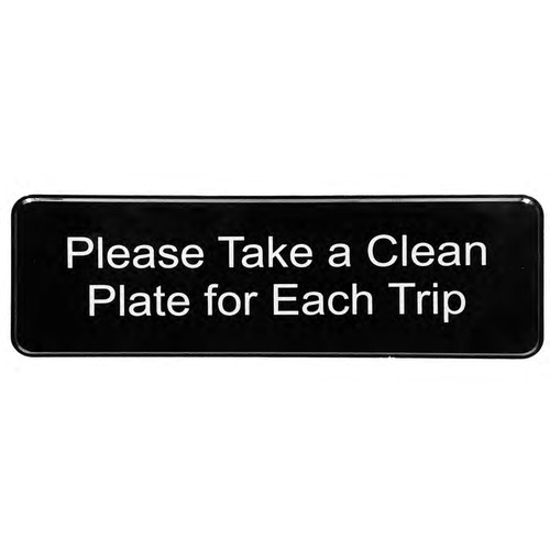 TableCraft Products 394596 9" W x 3" H "Please Take A Clean Plate" Plastic Black Sign