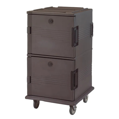 Cambro UPC1600194 Front Loading One-Piece Double Wall Polyethylene Shell Approximate Capacity 90 Qt. Molded-In Handles and Bumpers Nylon Latch Air-Tight Gasket Vent Cap Granite Sand Ultra Camcart Food Pan Carrier