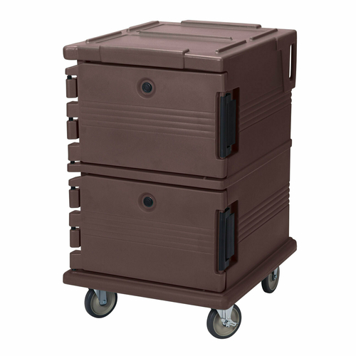 Cambro UPC1200131 Front Loading One-Piece Double Wall Polyethylene Shell Approximate Capacity 90 Qt. Molded-In Handles and Bumpers Nylon Latch Air-Tight Gasket Vent Cap Dark Brown Ultra Camcart Food Pan Carrier