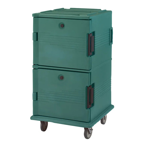 Cambro UPC1600SP519 Front Loading One-Piece Double Wall Polyethylene Shell Approximate Capacity 90 Qt. Molded-In Handles and Bumpers Nylon Latch Air-Tight Gasket Vent Cap Green Ultra Camcart Food Pan Carrier