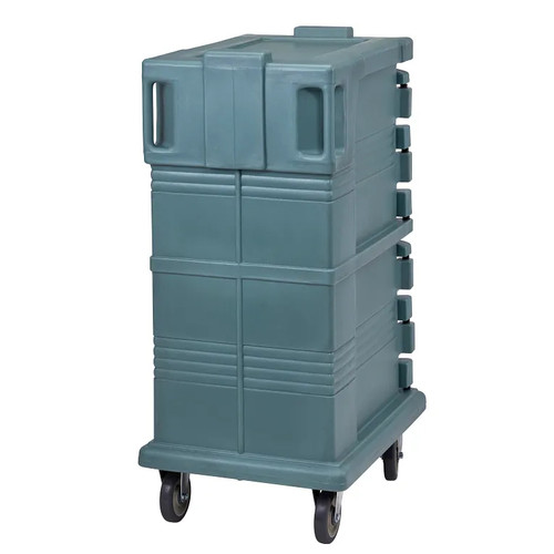 Cambro UPC600401 Front Loading One-Piece Double Wall Polyethylene Shell Approximate Capacity 45 Qt. Molded-In Handles and Bumpers Nylon Latch Air-Tight Gasket Slate Blue Ultra Camcart Food Pan Carrier