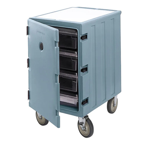 Cambro 1826DBCSP401 33.25" L x 21.5" D x 64.31" H Double Cavity for Food Storage Boxes with Security Package (26) Support Rails on 1.75" Centers Foam Insulation Molded-In Handle Slate Blue Camcart