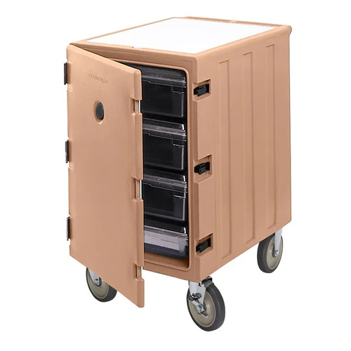 Cambro 1826LBC157 32" L x 21.5" D x 37.5" H for Food Storage Boxes Removable Cutting Board on Top Holds 18" x 26" Food Storage Boxes (13) Supports of 1.75" Centers Coffee Beige Camcart