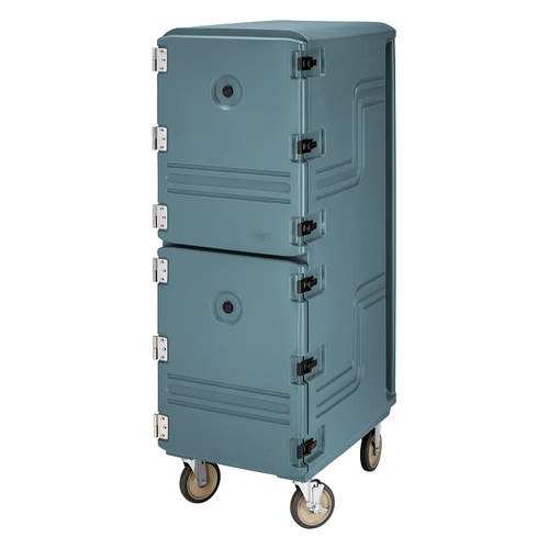 Cambro 1826DBC401 33.25" L x 21.5" D x 64" H Double Cavity for Food Storage Boxes (26) Support Rails on 1.75" Centers Foam Insulation Molded-In Handle Slate Blue Camcart