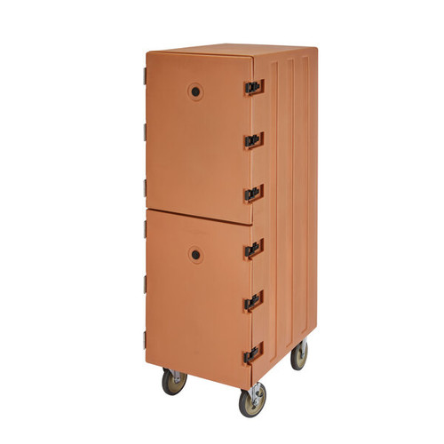 Cambro 1826DTC157 33.25" L x 21.5" D x 64.75" H Double Cavity for Trays and Sheet Pans (24) Tray Support Rails on 1.93" Centers Molded-In Handle Coffee Beige Camcart