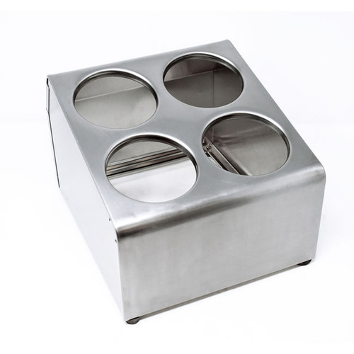 Omcan USA 80816 Stainless Steel 4 Holes Holder Flatware Cylinder