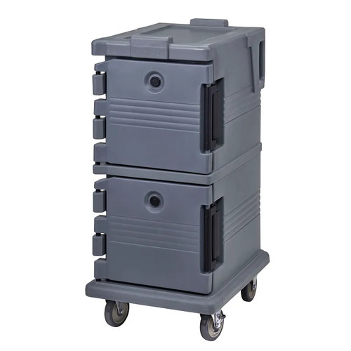 Cambro UPC600191 Front Loading One-Piece Double Wall Polyethylene Shell Approximate Capacity 45 Qt. Molded-In Handles and Bumpers Nylon Latch Air-Tight Gasket Granite Gray Ultra Camcart Food Pan Carrier