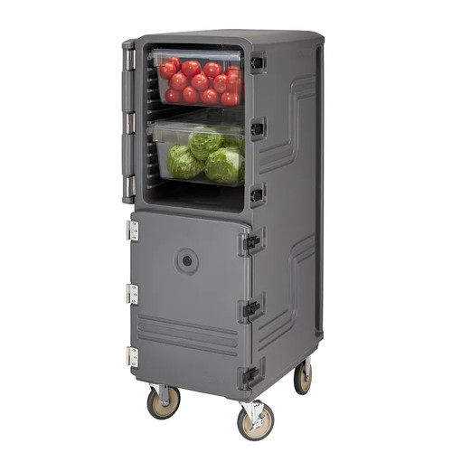 Cambro 1826DBC615 33.25" L x 21.5" D x 64" H Double Cavity for Food Storage Boxes (26) Support Rails on 1.75" Centers Foam Insulation Molded-In Handle Charcoal Gray Camcart