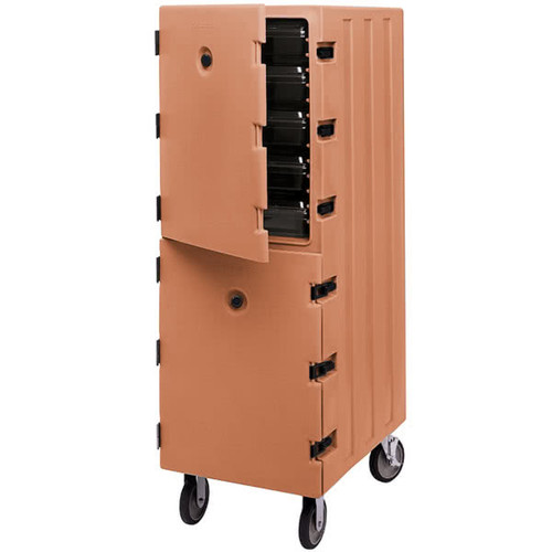 Cambro 1826DBC157 33.25" L x 21.5" D x 64" H Double Cavity for Food Storage Boxes (26) Support Rails on 1.75" Centers Foam Insulation Molded-In Handle Coffee Beige Camcart