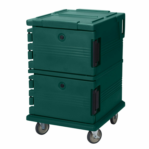 Cambro UPC1200519 Front Loading One-Piece Double Wall Polyethylene Shell Approximate Capacity 90 Qt. Molded-In Handles and Bumpers Nylon Latch Air-Tight Gasket Vent Cap Green Ultra Camcart Food Pan Carrier