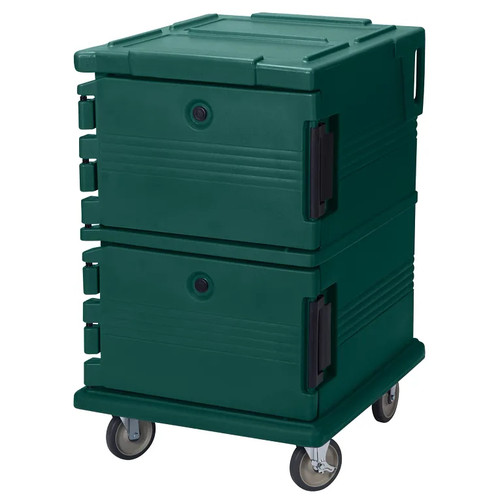 Cambro UPC1200519 Front Loading One-Piece Double Wall Polyethylene Shell Approximate Capacity 90 Qt. Molded-In Handles and Bumpers Nylon Latch Air-Tight Gasket Vent Cap Green Ultra Camcart Food Pan Carrier