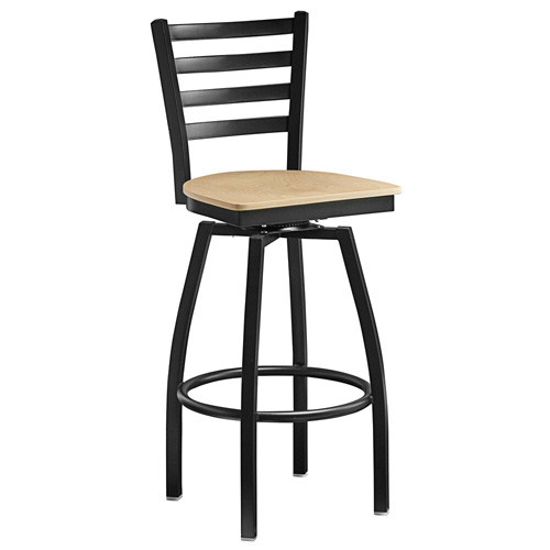 Omcan USA 47593+69745 18" W Armless Bar Height Metal Ladder Swivel Chair