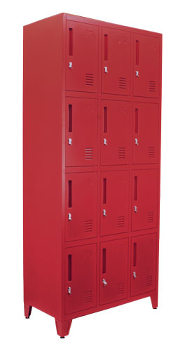 Omcan USA 48883 4-Tier or 3 Bank Red Lockers