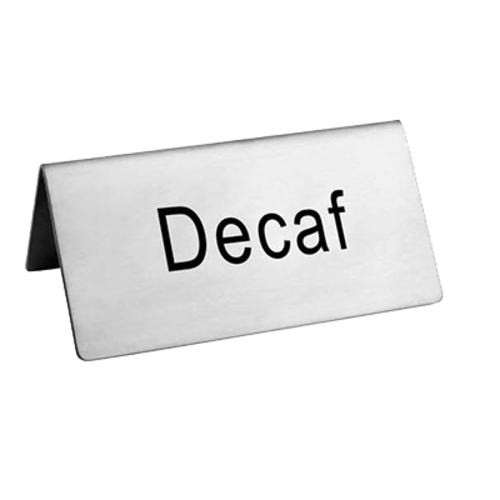 Omcan USA 80138 Stainless Steel "Decaf" Beverage Tent Sign