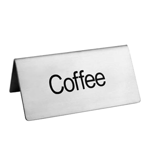 Omcan USA 80139 Stainless Steel "Coffee" Beverage Tent Sign