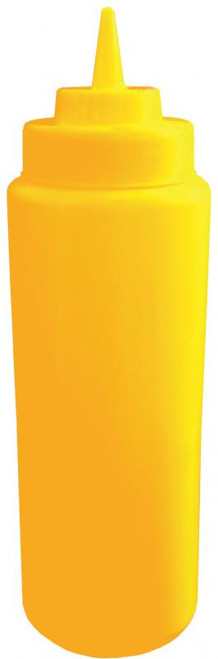 Omcan USA 40468 16 Oz. Mustard Wide Mouth Squeeze Bottle (6 per Set)