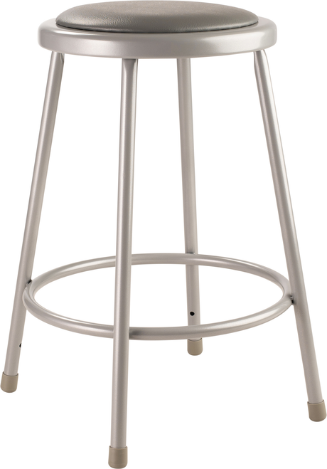 National Public Seating 6424 24" Round Vinyl Padded Seat Steel Stool