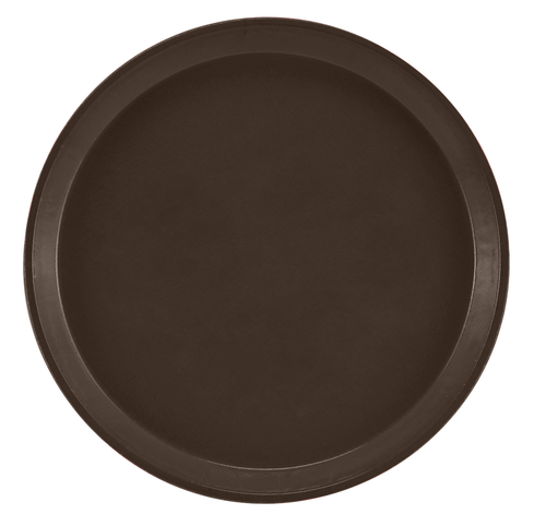 Cambro 1000116 10" Dia. Round Dishwasher Safe Fiberglass Brazil Brown Serving Camtray - 12/Case