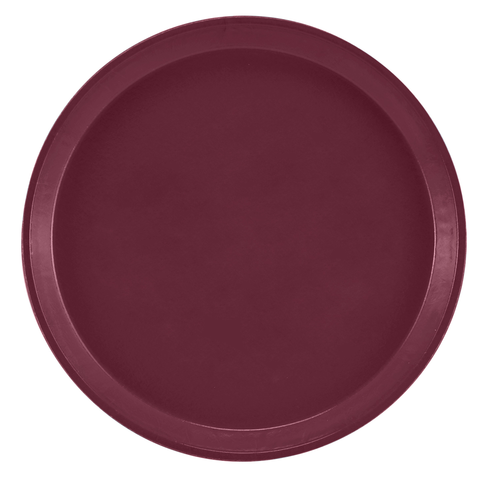 Cambro 1000522 10" Dia. Round Dishwasher Safe Fiberglass Burgundy White Serving Camtray - 12/Case