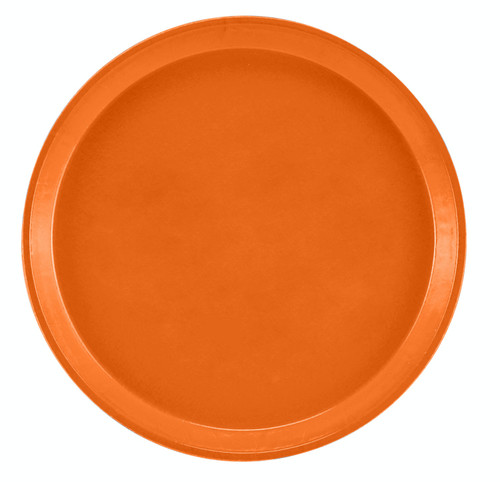 Cambro 1000220 10" Dia. Round Dishwasher Safe Fiberglass Citrus Orange Serving Camtray - 12/Case