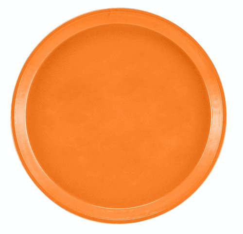 Cambro 1000222 10" Dia. Round Dishwasher Safe Fiberglass Orange Pizzazz Serving Camtray - 12/Case