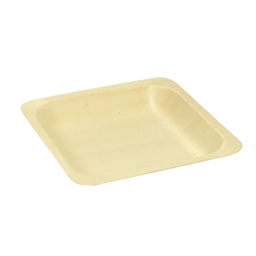 FOH DSP025NAW28 16 Oz. Natural Wood Square Servewise Disposable Plate