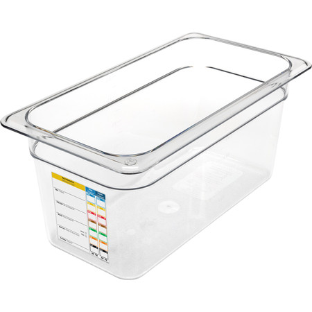Carlisle 30662IMLUC07 6" Deep 1/3 Size Clear StorPlus PermaLabel Polycarbonate Food Pan
