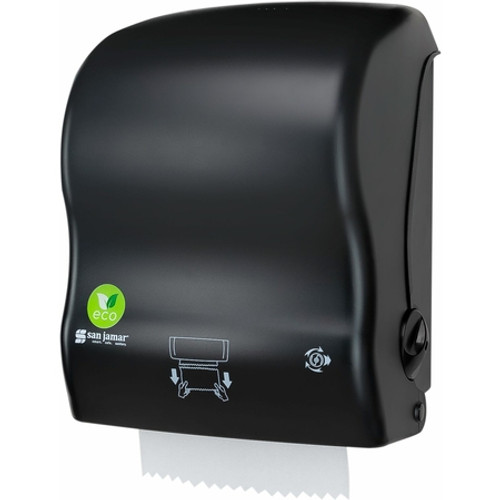 Carlisle T7400REBK Black San Jamar ecoLogic Simplicity Essence Mechanical Hands Free Towel Dispenser 1