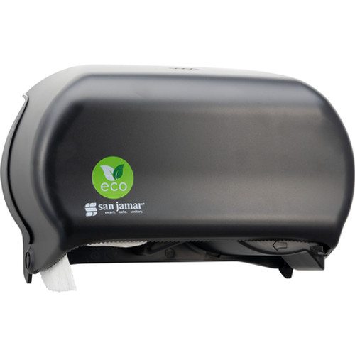 Carlisle R3600REBK 1.5" Core Black San Jamar Classic ecoLogic Versatwin Dual Standard Roll Tissue Dispenser