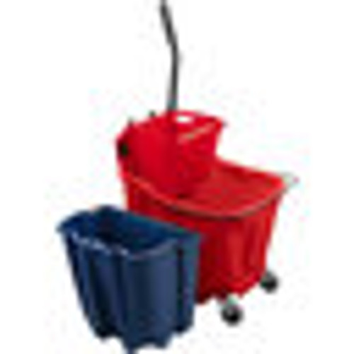 Carlisle 9690405 35 Qt. Red Side Press Wringer & Soiled Water Insert OmniFit Mop Bucket Combo