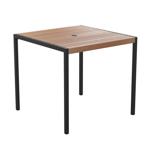 Flash Furniture XU-DG-UH8100-GG 35.25" W Faux Teak Poly Slat Top Outdoor Dining Table