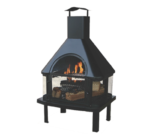 Chef Master WAF1013C 25.5" W Black Finish with Chimney Blue Rhino UniFlame Outdoor Wood Firehouse