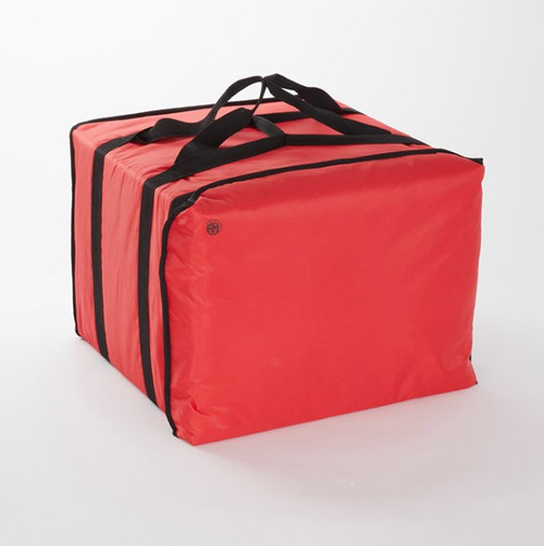 American Metalcraft PBBAG19 19" x 19" x 14" Red With Black Two Handled Strap Deluxe Pizza Delivery Bag