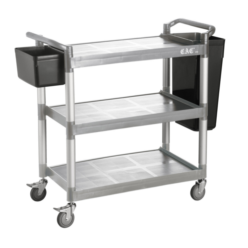 CAC China BTUC-19GY 40.13" W x 19.75" D x 37.75" H 3 Shelves Gray Polypropylene Utility Cart (1 Set)