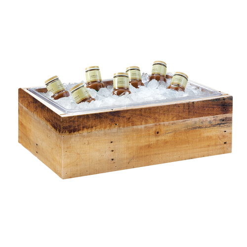 Cal-Mil 3360-12 13" W x 21" D x 6.5" H Rectangular Clear Polycarbonate Insert in Rustic Pine Madera Ice Housing