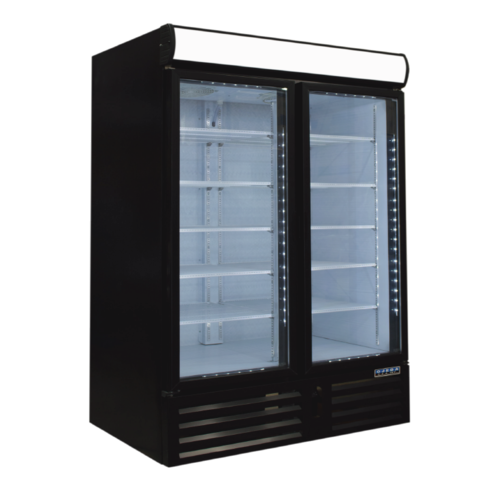 Ojeda USA RMH 40 40 Cu. Ft. Black Powder Coated Steel 2 Sections Refrigerated Merchandiser - 120 Volts