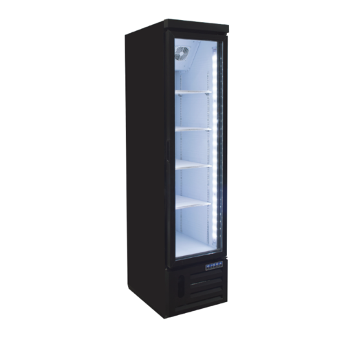 Ojeda USA RMH 8 9.54 Cu. Ft. Black Powder Coated Steel 1 Section Refrigerated Merchandiser - 120 Volts