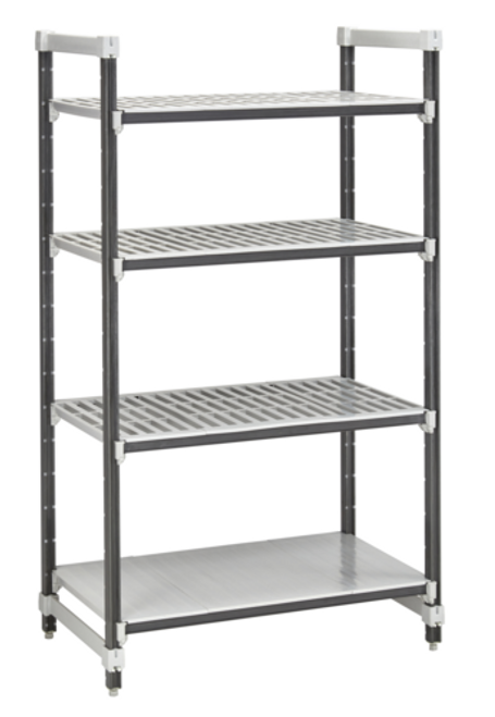 Cambro EXU212472VS4480 24" W Gray Polypropylene 4 Shelves Camshelving Elements XTRA Stationary Starter Unit