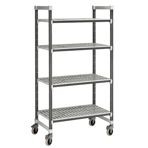 Cambro EXMU186078V4480 60" W Gray Polypropylene 4 Shelves Camshelving Elements XTRA Mobile Unit