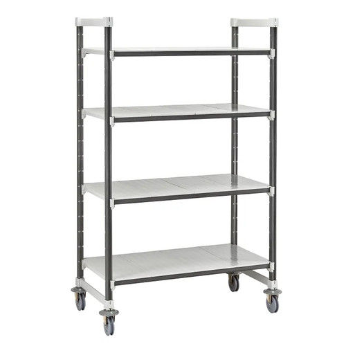 Cambro EXHD216070S4480 21" W x 60" L x 70" H Speckled Gray 4 Solid Polypropylene Shelves with 4 Casters Camshelving Elements XTRA High Density Mobile Starter Unit