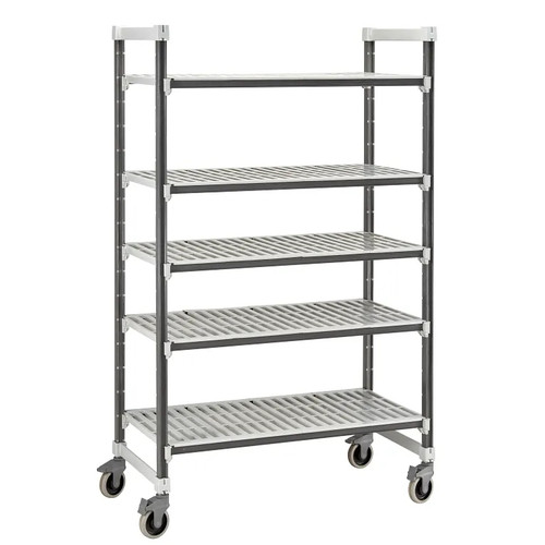 Cambro EXMU213670V5480 36" W Gray Polypropylene 5 Shelves Camshelving Elements XTRA Mobile Unit