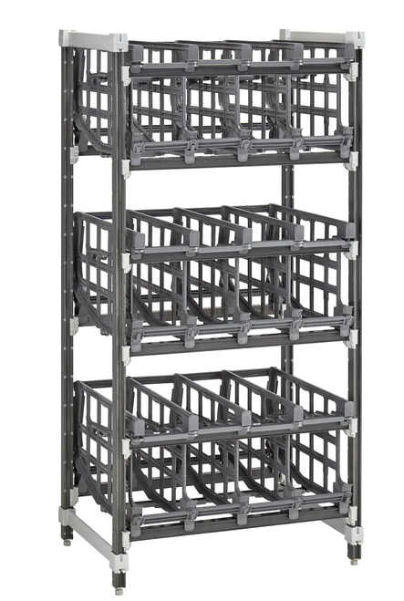 Cambro EXU243672C96480 24" W x 36" L x 72" H Speckled Gray Camshelving Elements XTRA Ultimate #10 Can Rack Stationary Add-On Unit