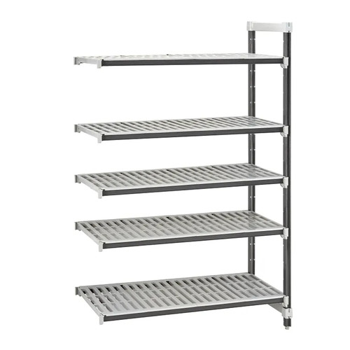Cambro EXA217272V5480 21"W x 72"L x 72"H Speckled Gray 5 Vented Reinforced Polypropylene Shelf Plates Camshelving Elements XTRA Stationary Add-On Unit