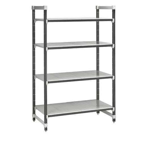 Cambro EXU213684S4480 21" W x 36" L x 84" H Speckled Gray 4 Solid Polypropylene Shelves Camshelving Elements XTRA Stationary Starter Unit