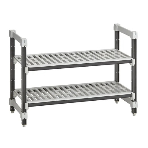 Cambro EXU183630V2480 18" W x 36" L x 30" H Speckled Gray 2 Vented Polypropylene Shelves Camshelving Elements XTRA Stationary Starter Unit