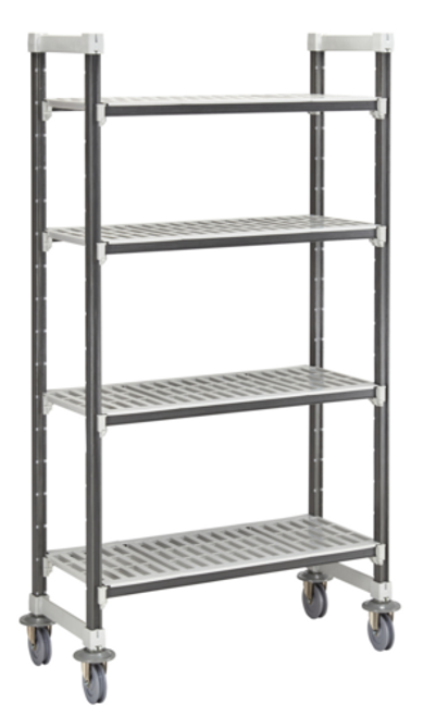 Cambro EXHD246078V4480 60" W Gray Polypropylene 4 Shelves Camshelving Elements XTRA High Density Mobile Starter Unit